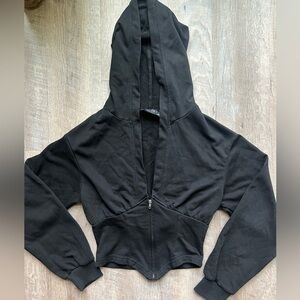 Cider Black Cropped Zip-Up Hoodie
